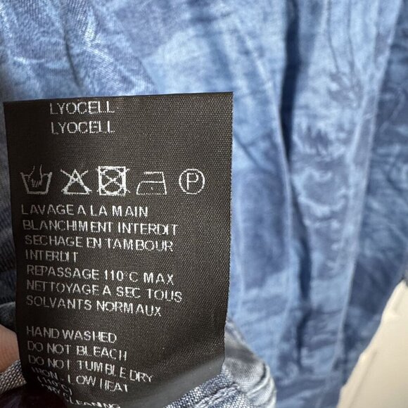 The Kooples womens pearl snap front blue shirt palm tree print Size Small NWT - Picture 5 of 7